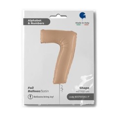 Folienballon Zahl 7 Satin, Nude 100cm/40"