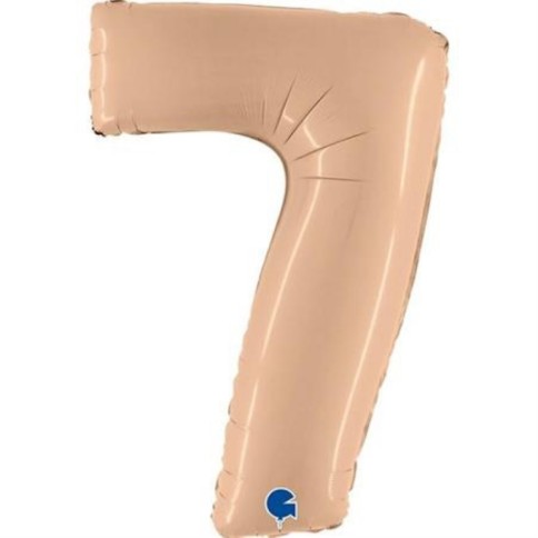 Folienballon Zahl 7 Satin, Nude 100cm/40"