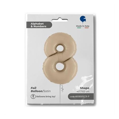 Folienballon Zahl 0 Satin, Cream 100cm/40"