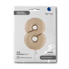 Folienballon Zahl 0 Satin, Cream 100cm/40"