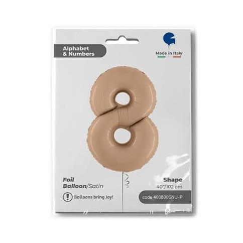 Folienballon Zahl 8 Satin, Nude 100cm/40"