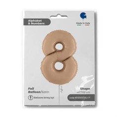 Folienballon Zahl 8 Satin, Nude 100cm/40"