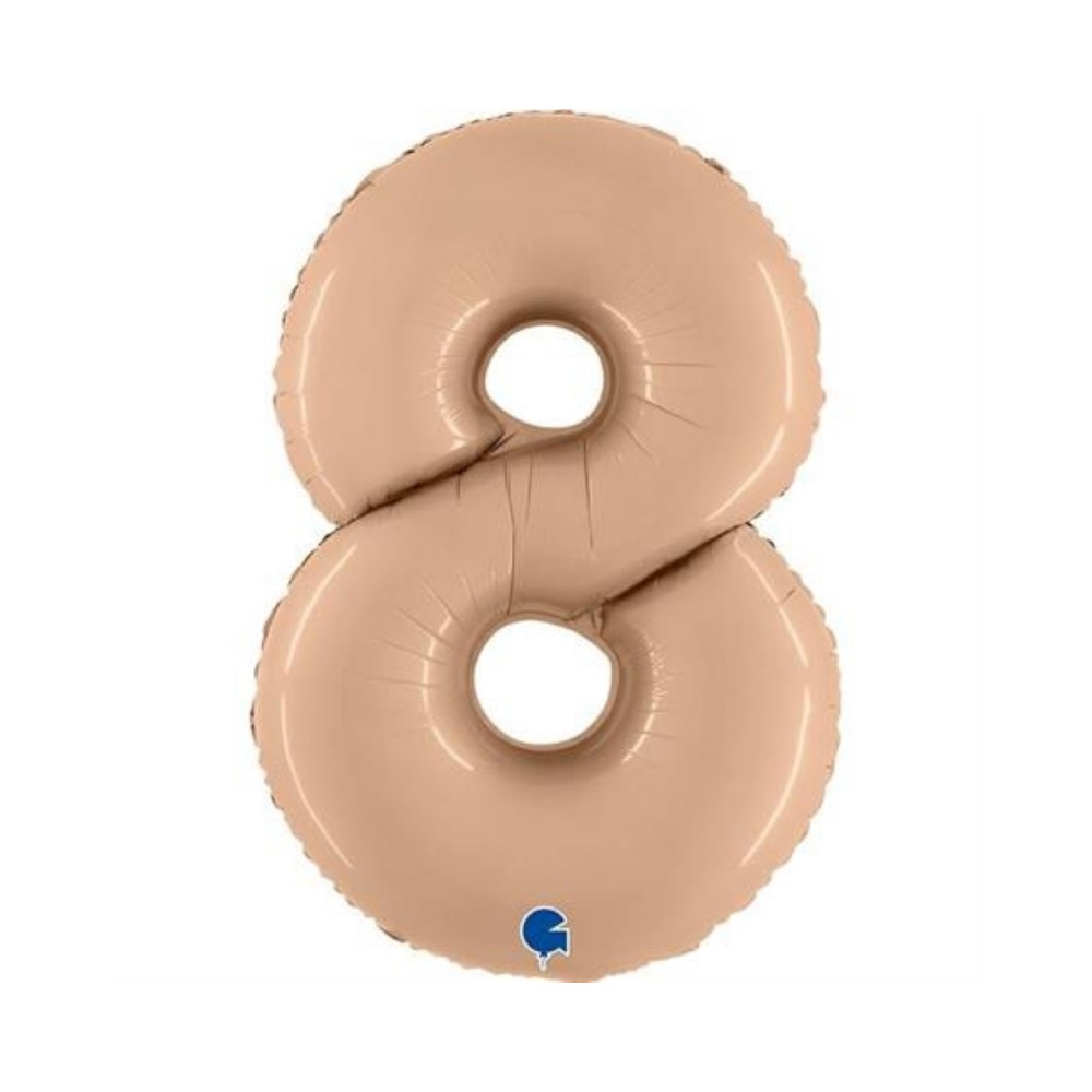 Folienballon Zahl 8 Satin, Nude 100cm/40"