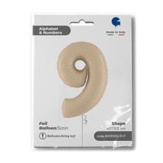 Grabo Folienballon Zahl 9 Satin, Cream 100cm/40"