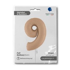 Folienballon Zahl 9 Satin, Nude 100cm/40"