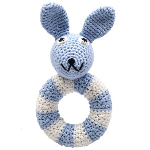 natureZoo Crochet Ringrassel, Lapin bleu clair