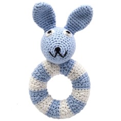 natureZoo Crochet Ringrassel, Lapin bleu clair