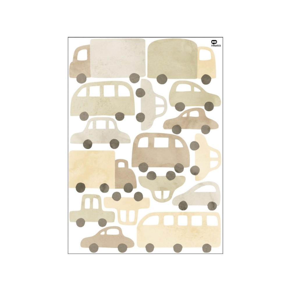 Tresxics textile Wandaufkleber Autos und Lastwagen (1 Bogen), Gelb