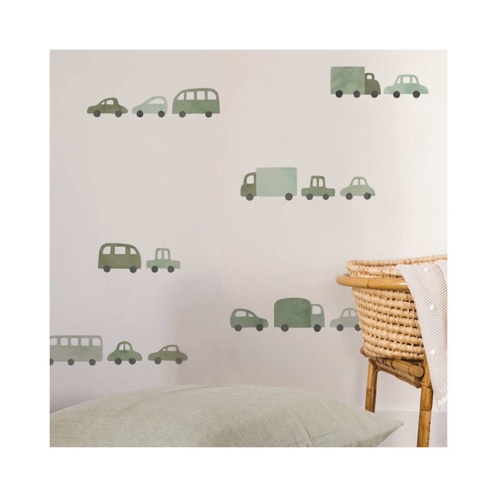 Tresxics textile Wandaufkleber Autos und Lastwagen (1 Bogen), Grün