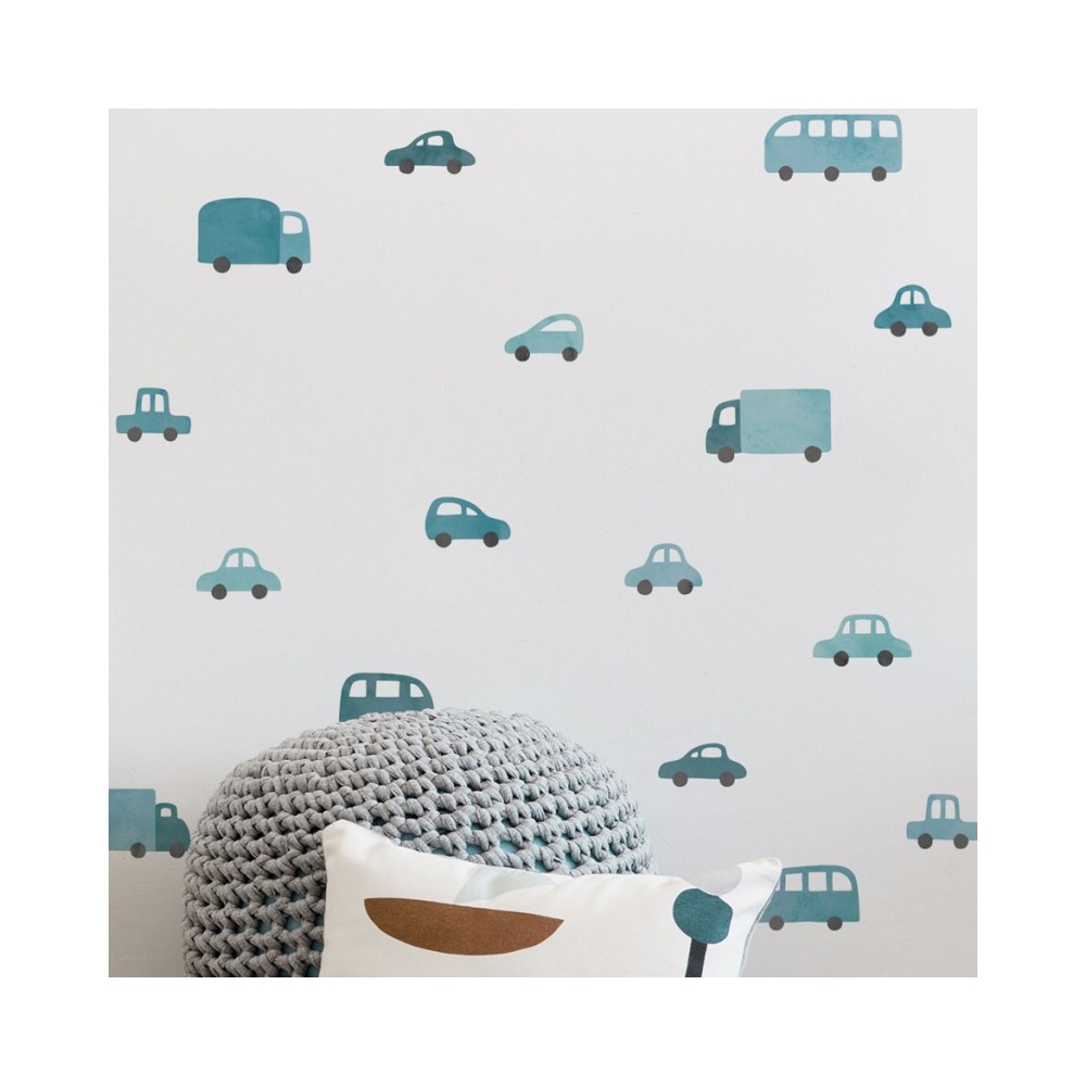 Tresxics textile Wandaufkleber Autos und Lastwagen (1 Bogen), Grün