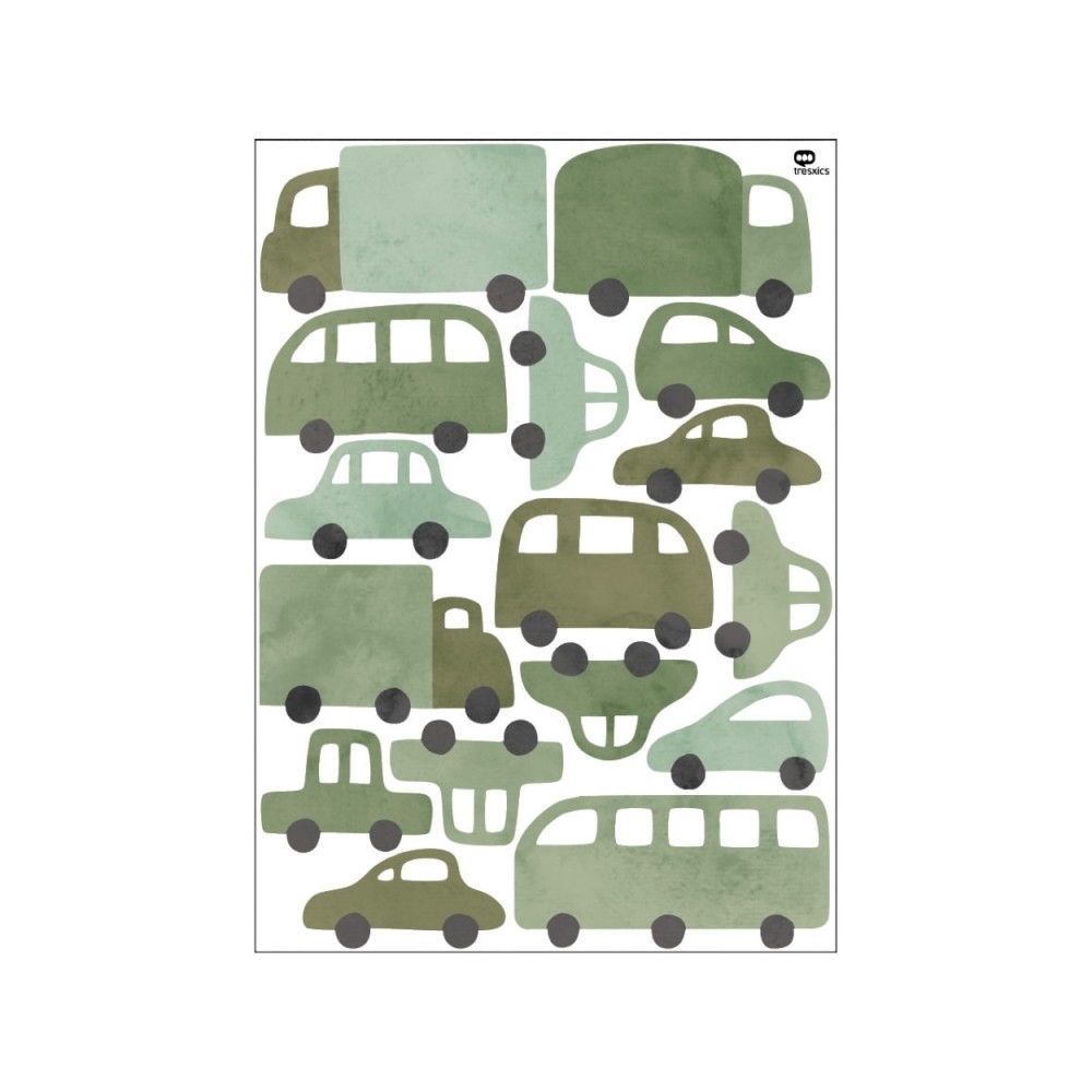 Tresxics textile Wandaufkleber Autos und Lastwagen (1 Bogen), Grün