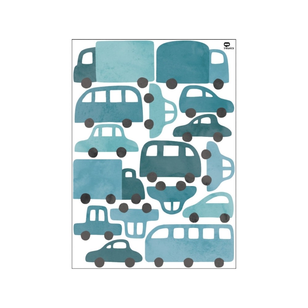 Tresxics textile Wandaufkleber Autos und Lastwagen (1 Bogen), Blau