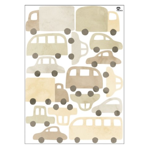 Tresxics textile Wandaufkleber Autos und Lastwagen (2 Bogen), Gelb