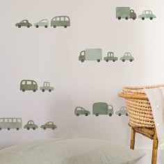 Tresxics textile Wandaufkleber Autos und Lastwagen (2 Bogen), Grün