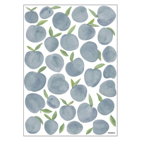 Tresxics textile Wandaufkleber Pflaumen in Aquarell (1 Bogen), Blau