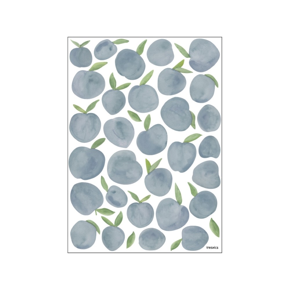 Tresxics textile Wandaufkleber Pflaumen in Aquarell (1 Bogen), Blau