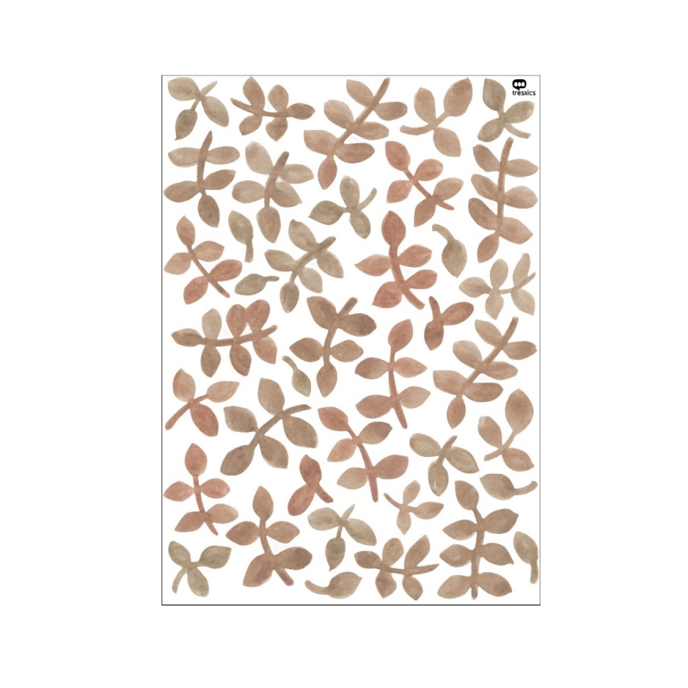Tresxics textile Wandaufkleber mit Aquarellblättern (1 Bogen), Braun
