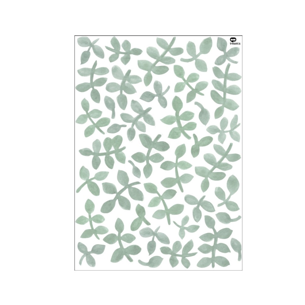 Tresxics textile Wandaufkleber mit Aquarellblättern (2 Bogen), Grün