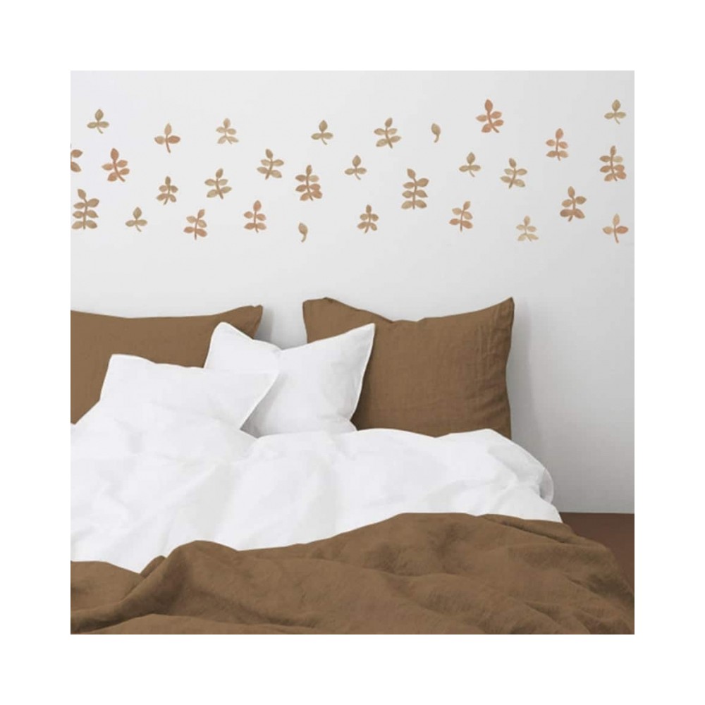 Tresxics textile Wandaufkleber mit Aquarellblättern (2 Bogen), Braun