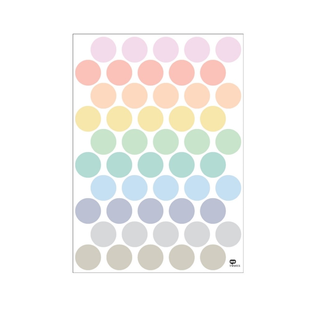 Tresxics textile Wandaufkleber mit regelmässigen Punkten (4 Bogen), Pastel