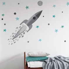Tresxics textile Wandaufkleber Rakete und Sterne, Grau