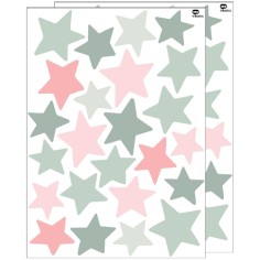 Tresxics textile Wandaufkleber (2 Bogen), Sterne Grün/ Rosa