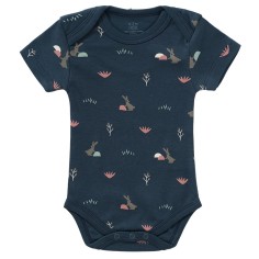 Fresk Babybody Bio-Baumwolle, kurzarm, Kaninchen Indigo