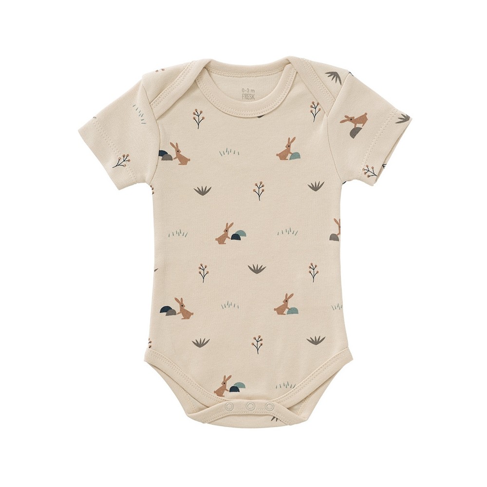 Fresk Babybody Bio-Baumwolle, kurzarm, Kaninchen