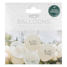 Hello Baby Taupe und Cloud Confetti Baby Shower Ballon Bundle