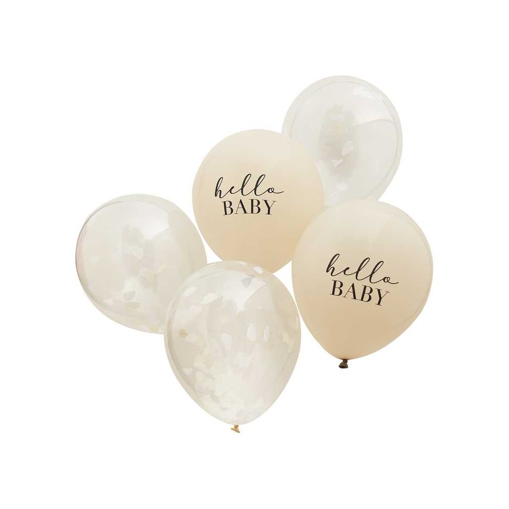 Hello Baby Taupe und Cloud Confetti Baby Shower Ballon Bundle