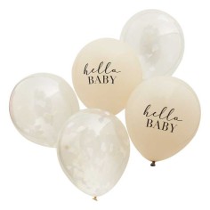 Hello Baby Taupe und Cloud Confetti Baby Shower Ballon Bundle