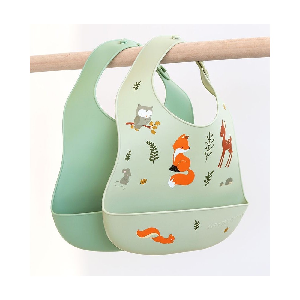 Silikon Esslätzchen 2er Pack, Waldfreunde