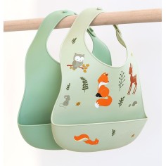 Silikon Esslätzchen 2er Pack, Waldfreunde