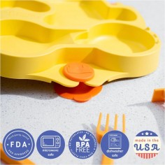 Constructive Eating Bagger Teller + Besteck, Gelb