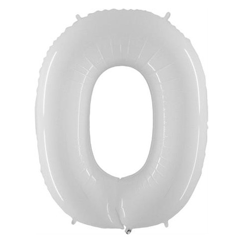 Folienballon 100 cm Zahl "0", Shiny White