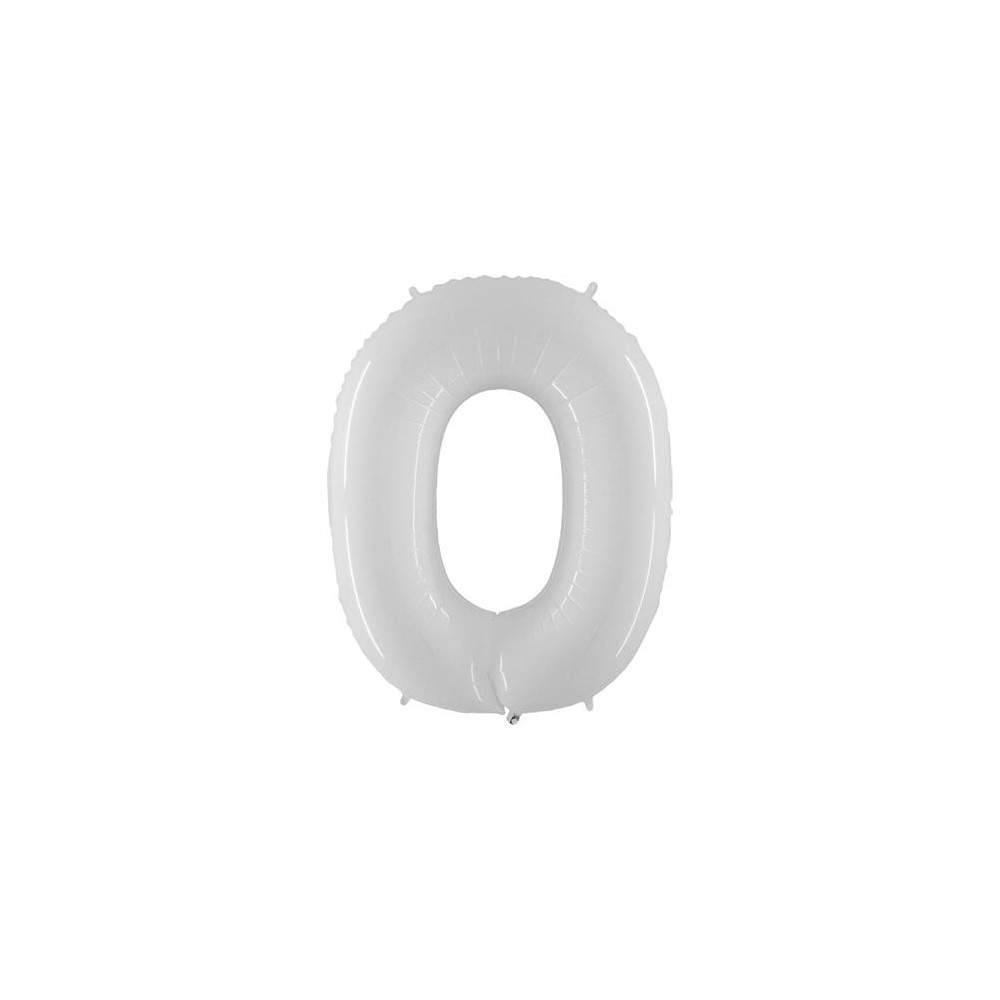 Folienballon 100 cm Zahl "0", Shiny White