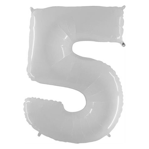 Folienballon 100 cm Zahl "5", Shiny White