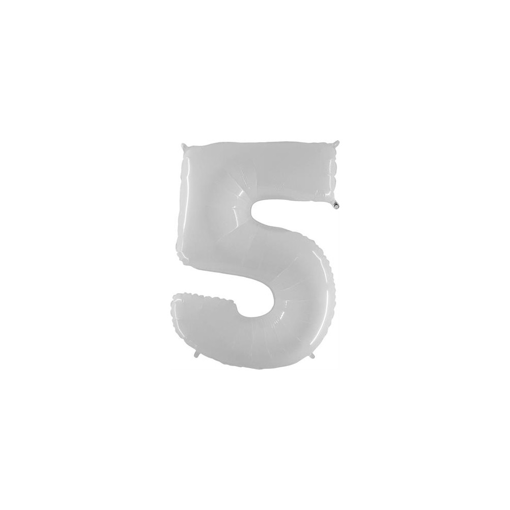 Folienballon 100 cm Zahl "5", Shiny White