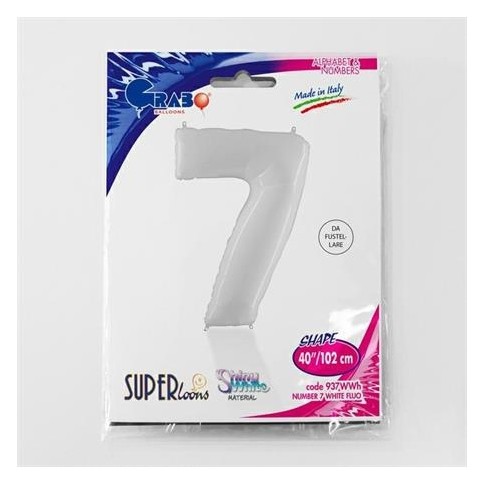 Folienballon 100 cm Zahl "7", Shiny White