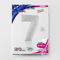 Folienballon 100 cm Zahl "7", Shiny White