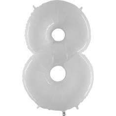 Folienballon 100 cm Zahl "8", Shiny White