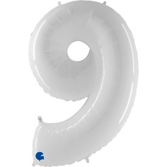 Folienballon 100 cm Zahl "9", Shiny White