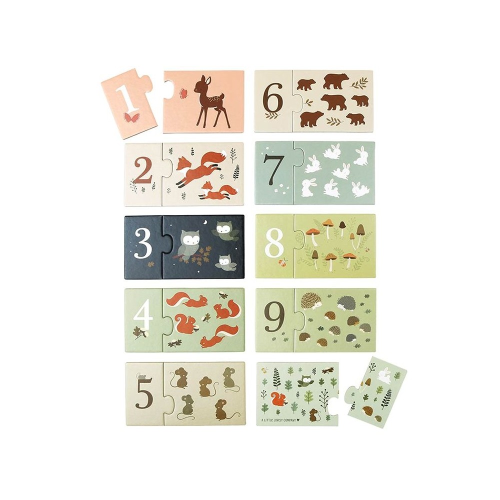 Puzzle - Lerne zählen 1-10, Waldfreunde