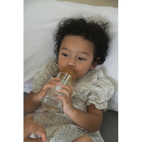 Babyfläschchen aus Glas/ weiter Hals (250 ml) + Trinksauger & Schutzkappe