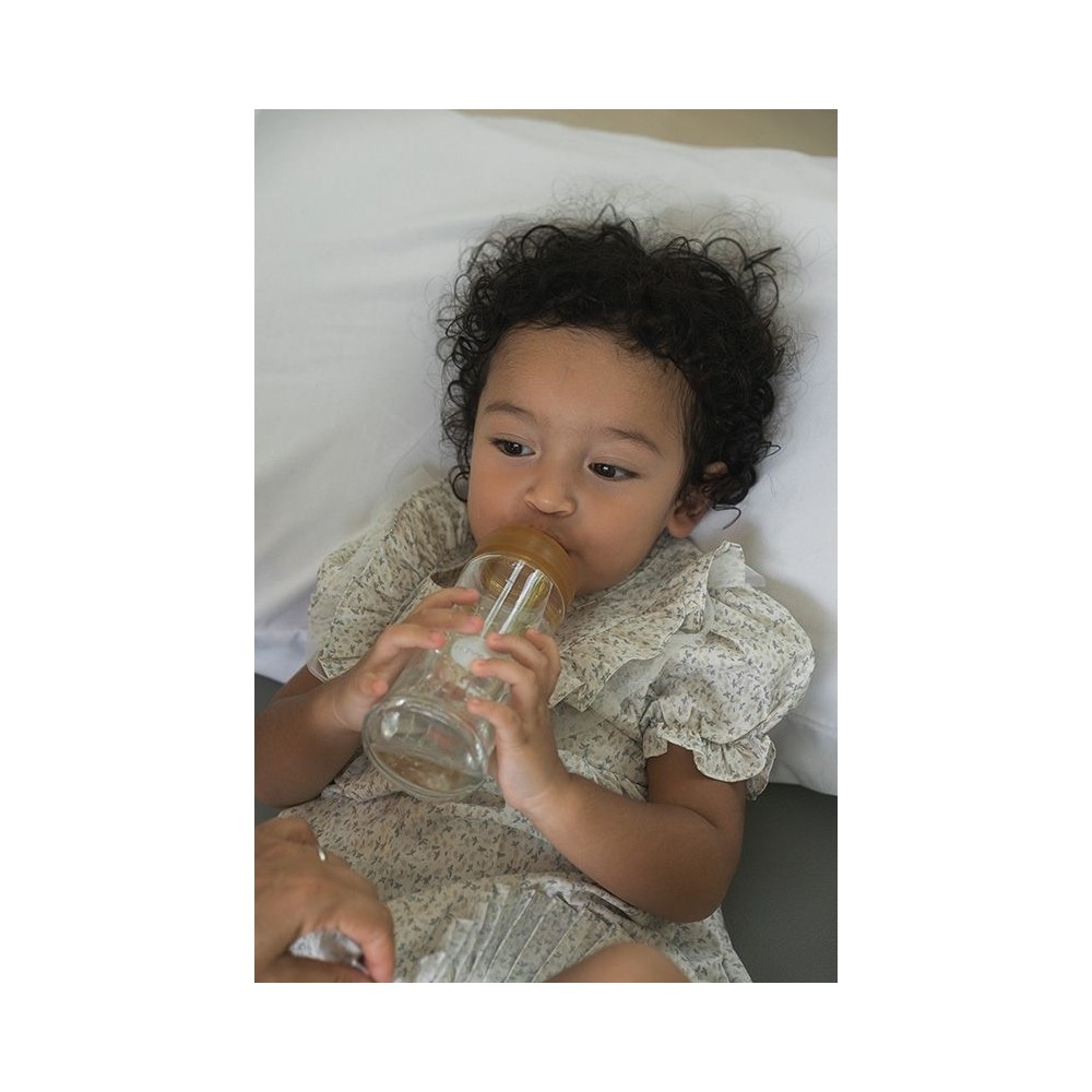 Babyfläschchen aus Glas/ weiter Hals (250 ml) + Trinksauger & Schutzkappe