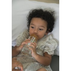 Babyfläschchen aus Glas/ weiter Hals (250 ml) + Trinksauger & Schutzkappe