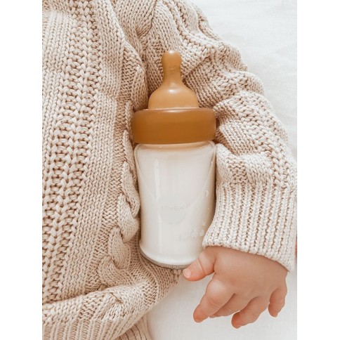 Babyfläschchen aus Glas/ weiter Hals (150 ml) + Trinksauger & Schutzkappe