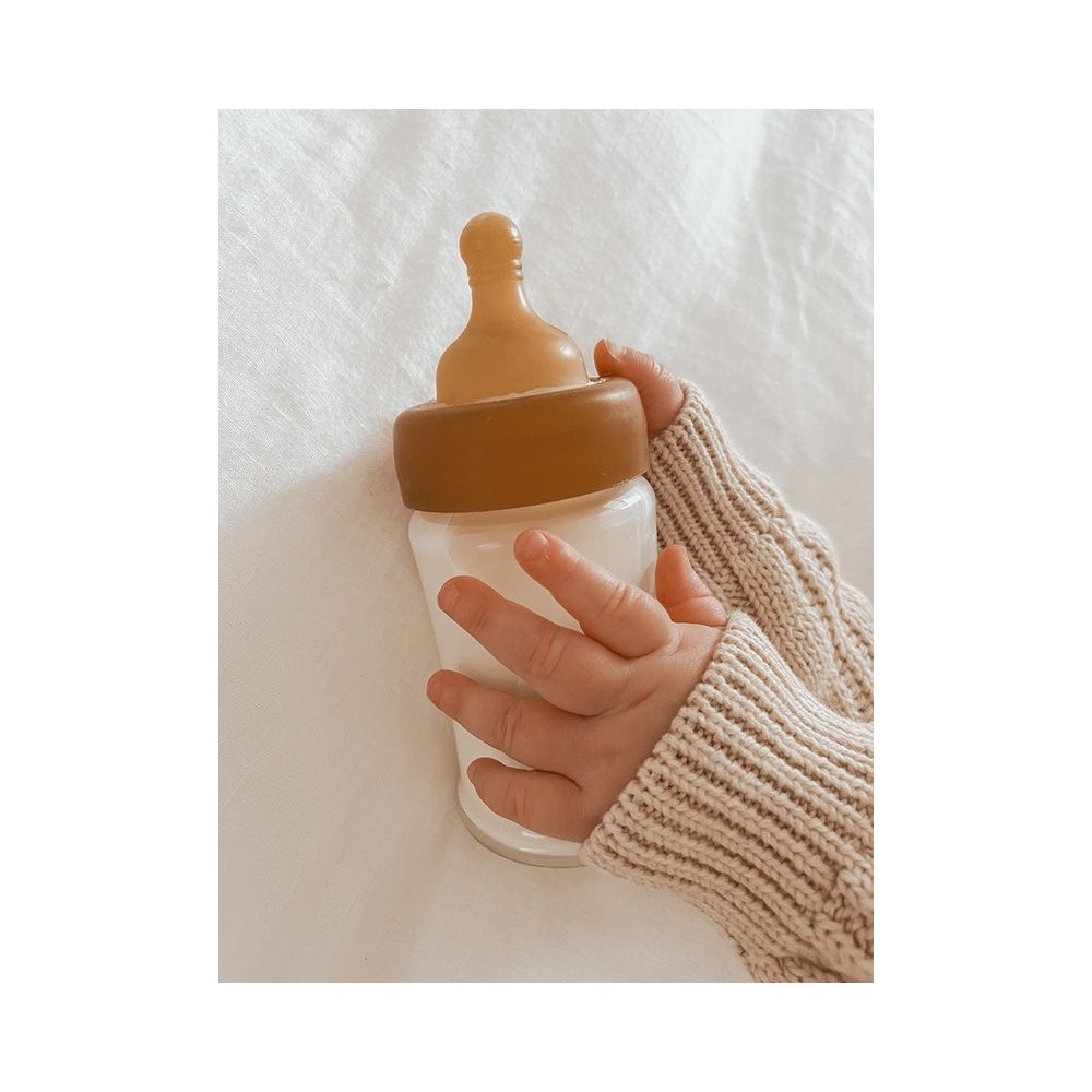 Babyfläschchen aus Glas/ weiter Hals (150 ml) + Trinksauger & Schutzkappe