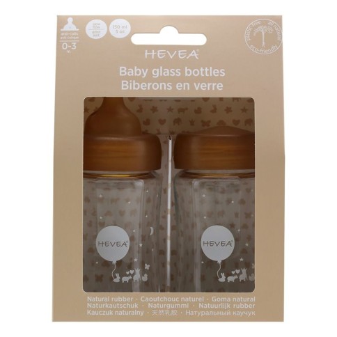 Babyfläschchen aus Glas/ weiter Hals (150 ml) + Trinksauger & Schutzkappe