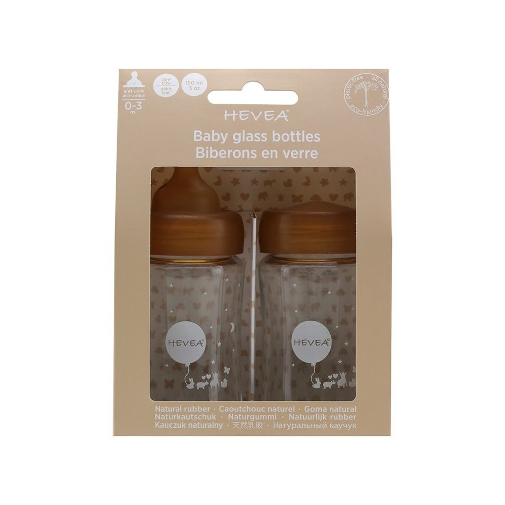 Babyfläschchen aus Glas/ weiter Hals (150 ml) + Trinksauger & Schutzkappe